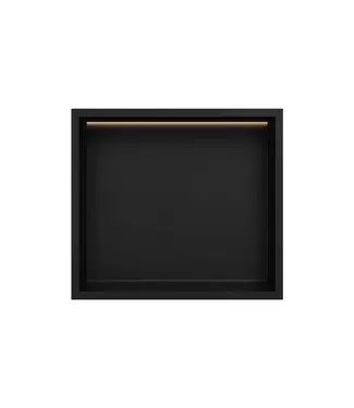 DutchLine Inbouwnis badkamer met led-licht 30x30x7cm Mat Zwart
