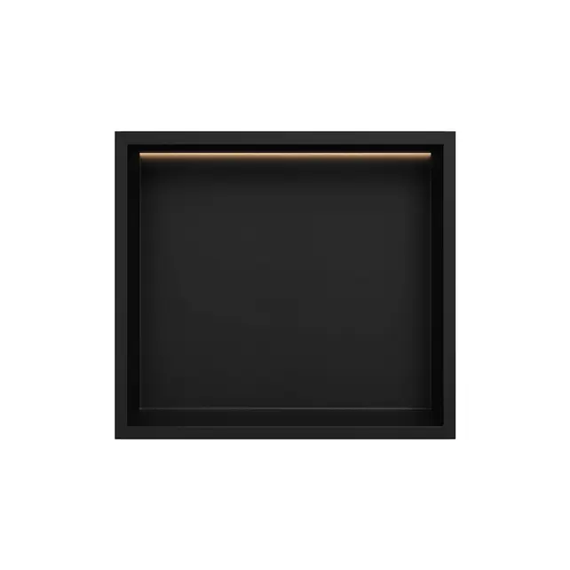 Inbouwnis badkamer met led-licht 30x30x7cm Mat Zwart