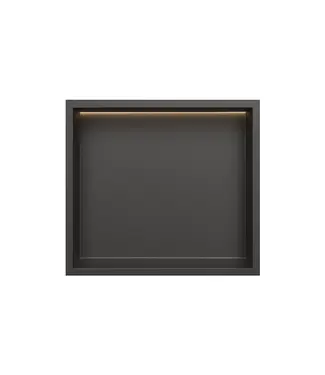 DutchLine Inbouwnis badkamer met led-licht 30x30x7cm Gunmetal