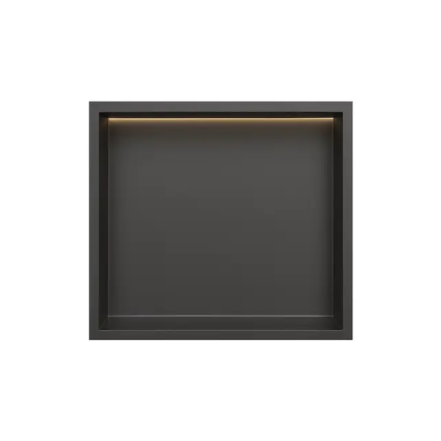 Inbouwnis badkamer met led-licht 30x30x7cm Gunmetal