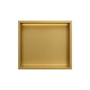 Inbouwnis badkamer met led-licht 30x30x7cm Geborsteld messing Goud