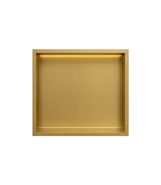 DutchLine Inbouwnis badkamer met led-licht 30x30x7cm Geborsteld messing Goud