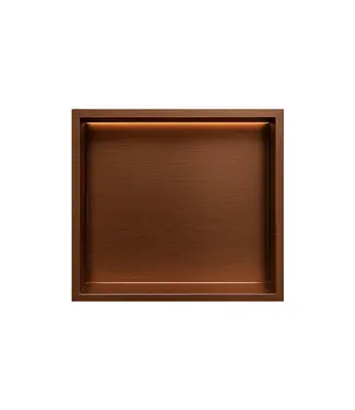 DutchLine Inbouwnis badkamer met led-licht 30x30x7cm Geborsteld Brons Koper