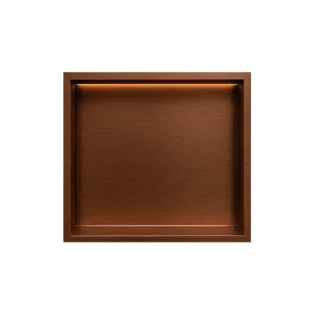 Inbouwnis badkamer met led-licht 30x30x7cm Geborsteld Brons Koper