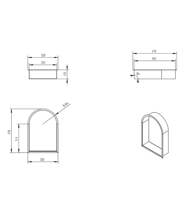 Inbouw badkamer Nis Demis Ovaal 30x30x10cm Mat Zwart