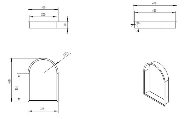 Inbouw badkamer Nis Demis Ovaal 30x30x7cm Mat Wit