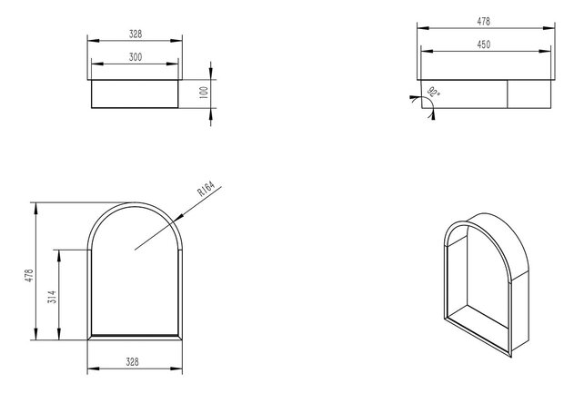 Inbouw badkamer Nis Demis Ovaal 30x30x10cm Mat Wit