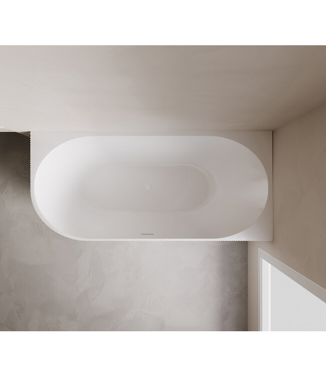 Halfvrijstaand Hoekbad Rechts met ribbels – Rivi Mat Wit 180x80cm - 21.3688