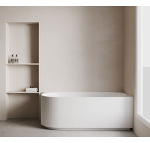Halfvrijstaand Hoekbad Rechts met ribbels – Rivi Mat Wit 180x80cm - 21.3688
