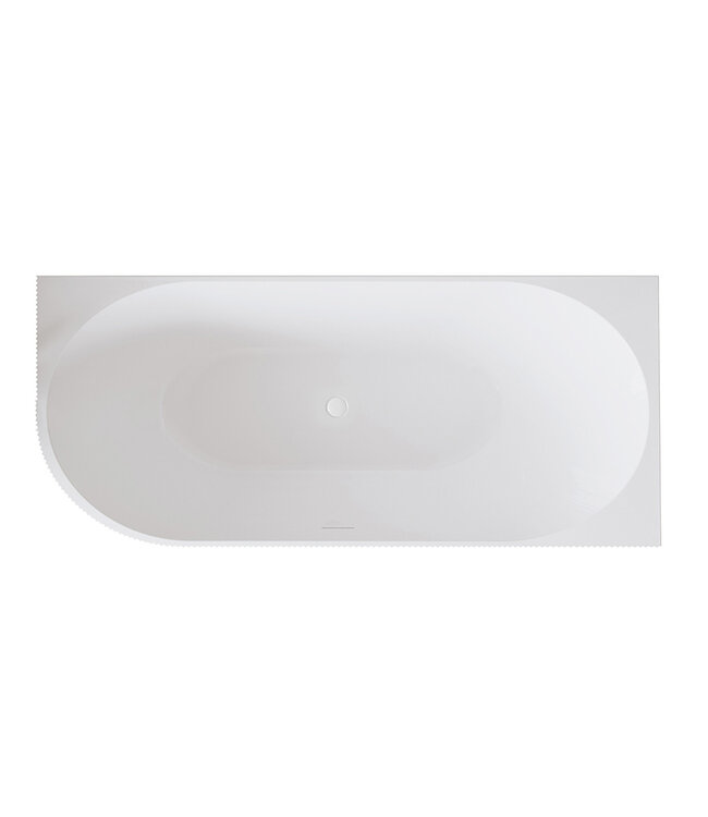 Halfvrijstaand Hoekbad Rechts met ribbels – Rivi Mat Wit 180x80cm - 21.3688