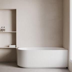 Halfvrijstaand Hoekbad Rechts met ribbels – Rivi Glans Wit 180x80cm - 21.3686