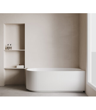 Wiesbaden Halfvrijstaand Hoekbad Rechts met ribbels – Rivi Glans Wit 180x80cm - 21.3686