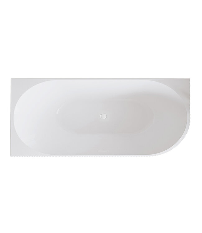 Halfvrijstaand Hoekbad Links met ribbels – Rivi Glans Wit 180x80cm - 21.3684