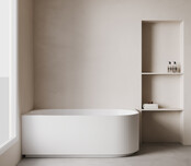 Halfvrijstaand Hoekbad Links met ribbels – Rivi Glans Wit 180x80cm - 21.3684