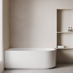 Halfvrijstaand Hoekbad Links met ribbels – Rivi Glans Wit 180x80cm - 21.3684