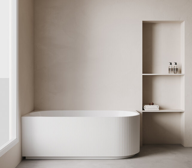 Halfvrijstaand Hoekbad Links met ribbels – Rivi Glans Wit 180x80cm - 21.3684