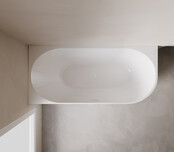 Halfvrijstaand Hoekbad Links met ribbels – Rivi Glans Wit 180x80cm - 21.3684