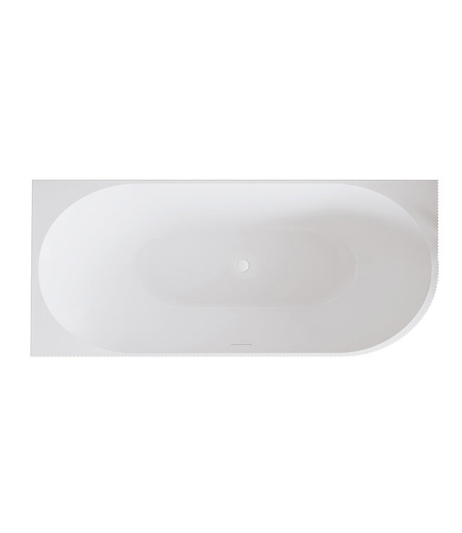 Halfvrijstaand Hoekbad Links met ribbels – Rivi Mat Wit 180x80cm - 21.3687