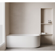 Halfvrijstaand Hoekbad Links met ribbels – Rivi Mat Wit 180x80cm - 21.3687