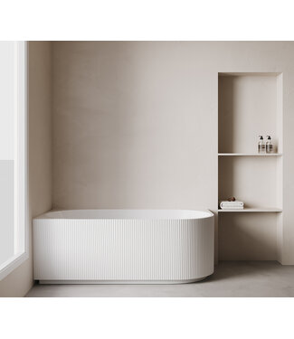 Wiesbaden Halfvrijstaand Hoekbad Links met ribbels – Rivi Mat Wit 180x80cm - 21.3687