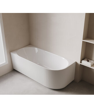Wiesbaden Halfvrijstaand Hoekbad Links met ribbels – Rivi Glans Wit 170x80cm - 21.3682