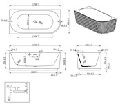 Halfvrijstaand Hoekbad Links met ribbels – Rivi Glans Wit 170x80cm - 21.3682