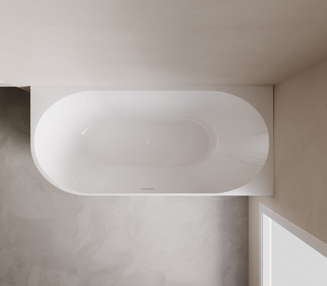 Halfvrijstaand Hoekbad Rechts met ribbels – Rivi Glans Wit 170x80cm - 21.3683