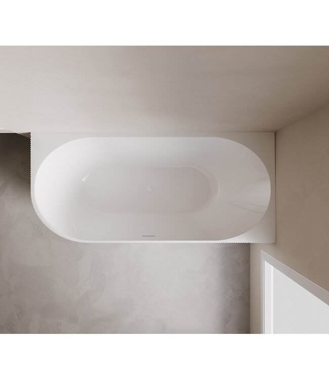 Halfvrijstaand Hoekbad Rechts met ribbels – Rivi Glans Wit 170x80cm - 21.3683