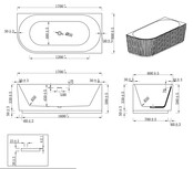 Halfvrijstaand Hoekbad Rechts met ribbels – Rivi Glans Wit 170x80cm - 21.3683