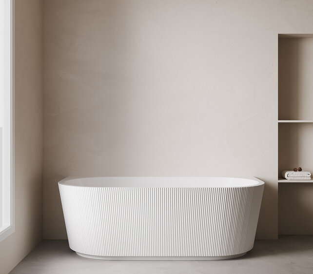 Halfvrijstaand ligbad met ribbels – Rivi Mat Wit 180x80cm - 21.3679