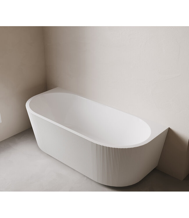 Halfvrijstaand ligbad met ribbels – Rivi Mat Wit 180x80cm - 21.3679