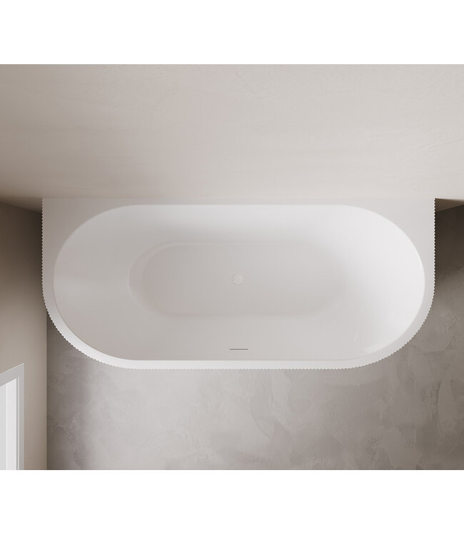 Halfvrijstaand ligbad met ribbels – Rivi Mat Wit 180x80cm - 21.3679