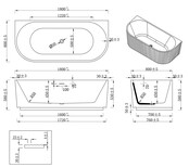 Halfvrijstaand ligbad met ribbels – Rivi Glans Wit 180x80cm - 21.3678