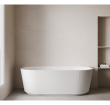 Halfvrijstaand ligbad met ribbels – Rivi Glans Wit 180x80cm - 21.3678