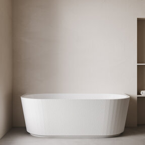 Halfvrijstaand ligbad met ribbels – Rivi Glans Wit 180x80cm - 21.3678