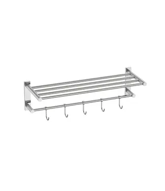 DutchLine Handdoekrek met haken Domo Chroom 58x20cm