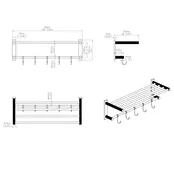 Handdoekrek met haken Domo RVS 58x20cm