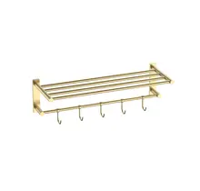 Handdoekrek met haken Domo Geborsteld Messing Goud 58x20cm