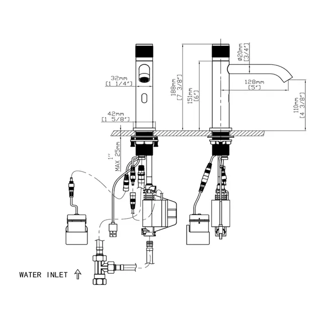 Kraan met sensor koud S-Grip Chroom - Elektrisch e/o Batterij