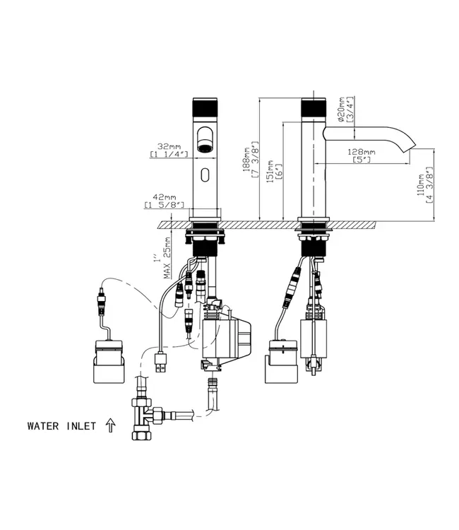 Kraan met sensor koud S-Grip Chroom - Elektrisch e/o Batterij
