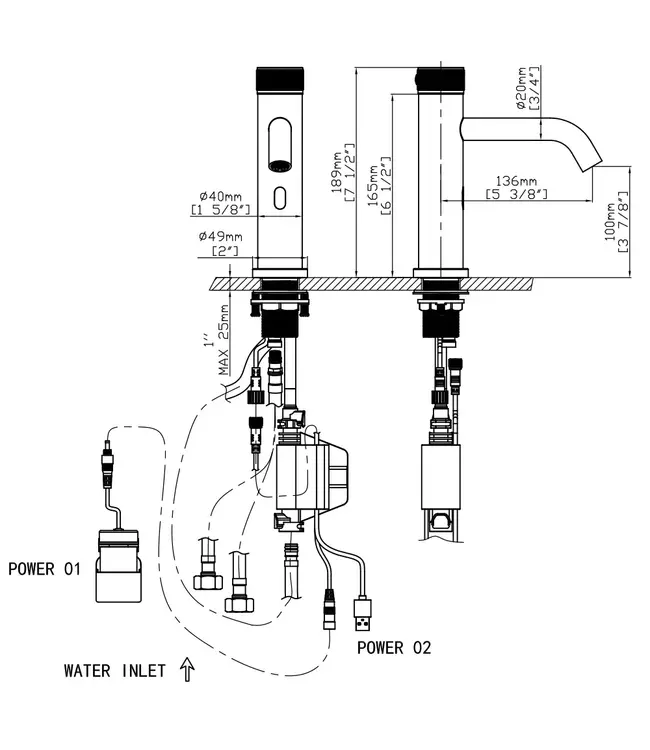 Kraan met sensor Warm/Koud S-Grip Geborsteld Staal - Elektrisch e/o Batterij