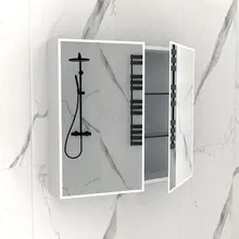 Spiegelkast met LED_verlichting Quatro 80x70x13cm met Stopcontact