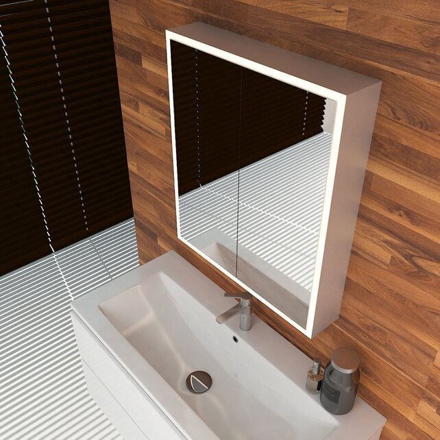 Spiegelkast met LED_verlichting Quatro 80x70x13cm met Stopcontact