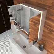 Spiegelkast met LED_verlichting Quatro 80x70x13cm met Stopcontact