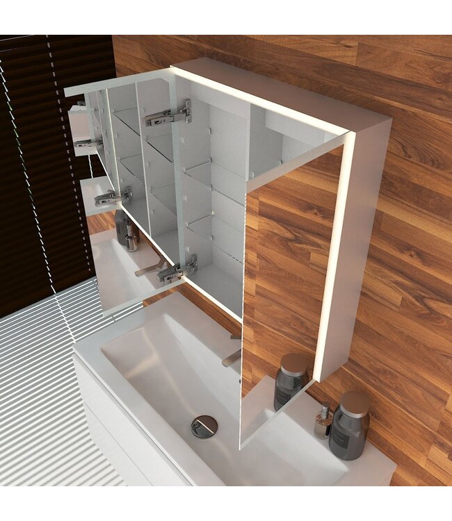 Spiegelkast met LED_verlichting Quatro 80x70x13cm met Stopcontact
