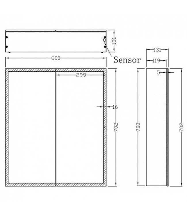 Spiegelkast met LED_verlichting Quatro 80x70x13cm met Stopcontact