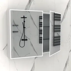 Spiegelkast met LED_verlichting Quatro 100x70x13cm met Stopcontact