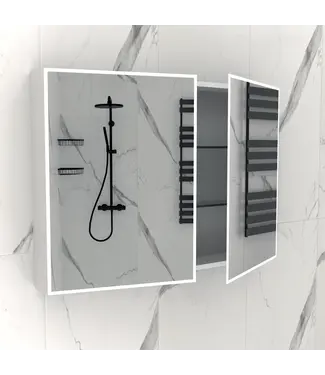 DutchLine Spiegelkast met LED_verlichting Quatro 100x70x13cm met Stopcontact