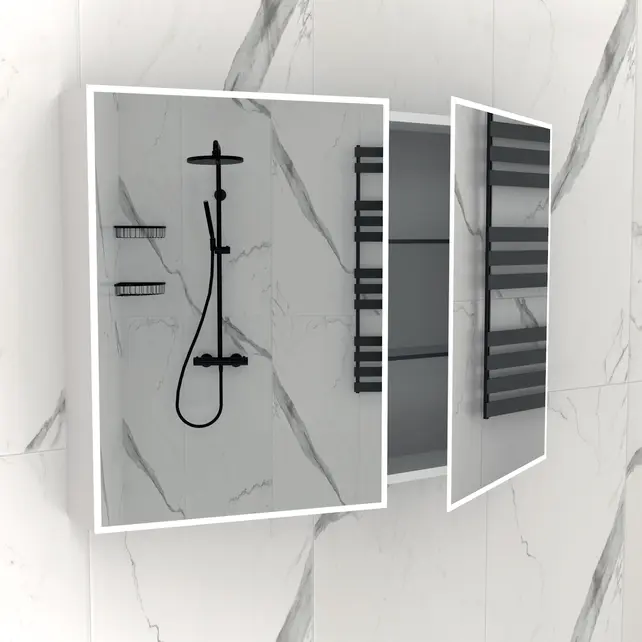 Spiegelkast met LED_verlichting Quatro 100x70x13cm met Stopcontact