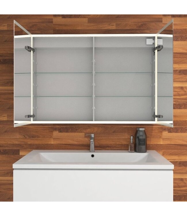 Spiegelkast met LED_verlichting Quatro 100x70x13cm met Stopcontact
